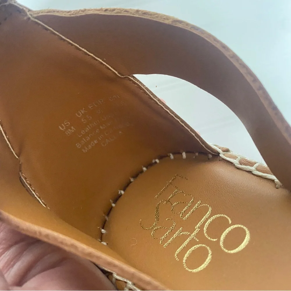 Franco Sarto Callia Wedge Sandals Tan Leather Espadrille • 8M